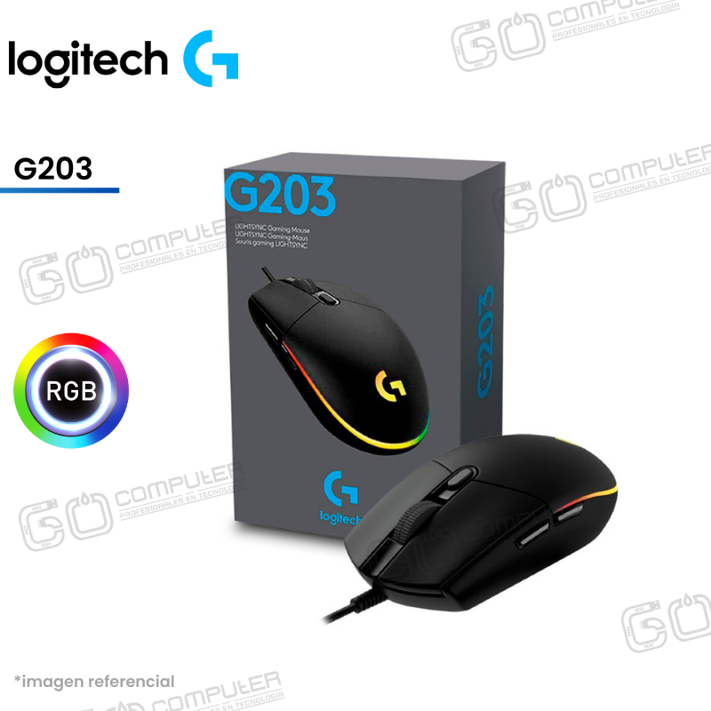 MOUSE LOGITECH G203 LIGHTSYNC OPTICAL 8000 DPI RGB BLACK