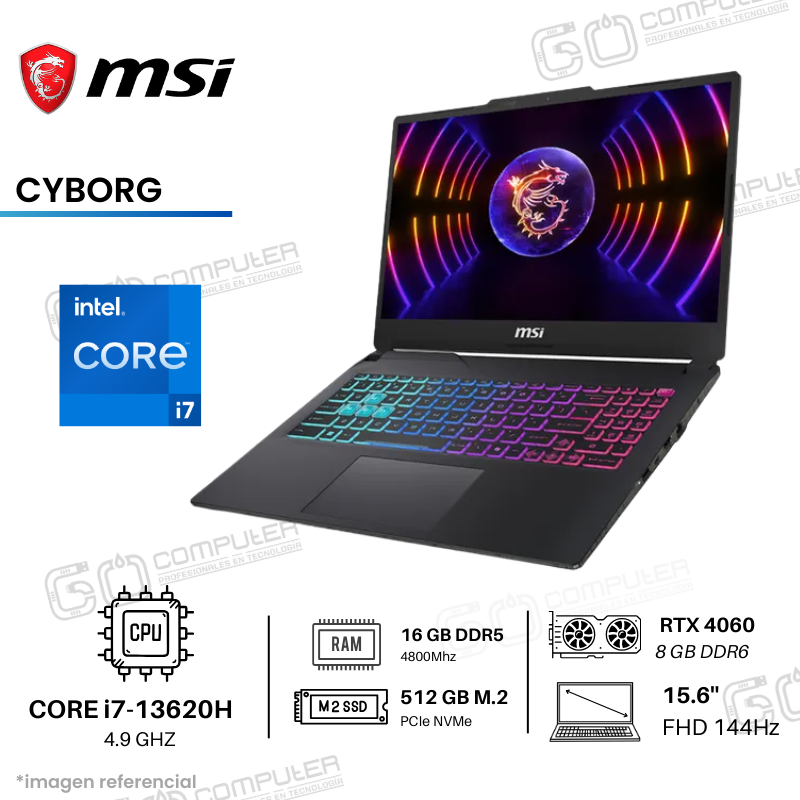 LAPTOP MSI CYBORG 15 A13VFK-1490PE GAMING i7-13620H 512GB SSD 16GB 15.6